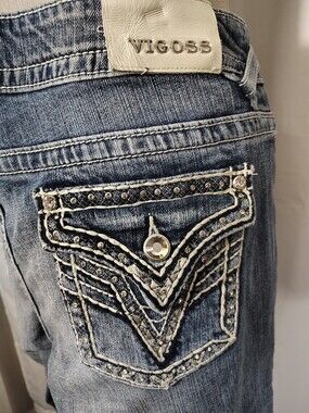 Vigoss Capris Denim, The New York Women  Embroidered/StudsPckts,Zip,Blue, 15/16